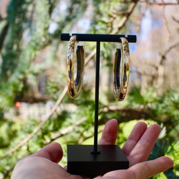 ANTHRO x BaubleBar Gold Clear Thick Hoops Earrings - Picture 10 of 12